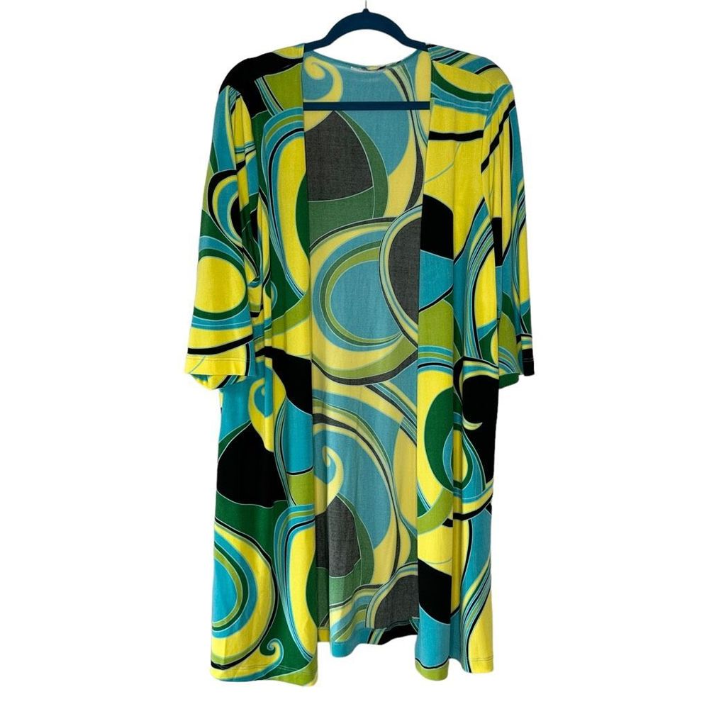 Worthington Women’s XL Green & Aqua Swirl Open Front Tunic Top